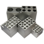 All seven heating blocks for the FastGene Mini Dry Bath Advance