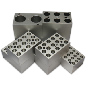 All seven heating blocks for the FastGene Mini Dry Bath Advance