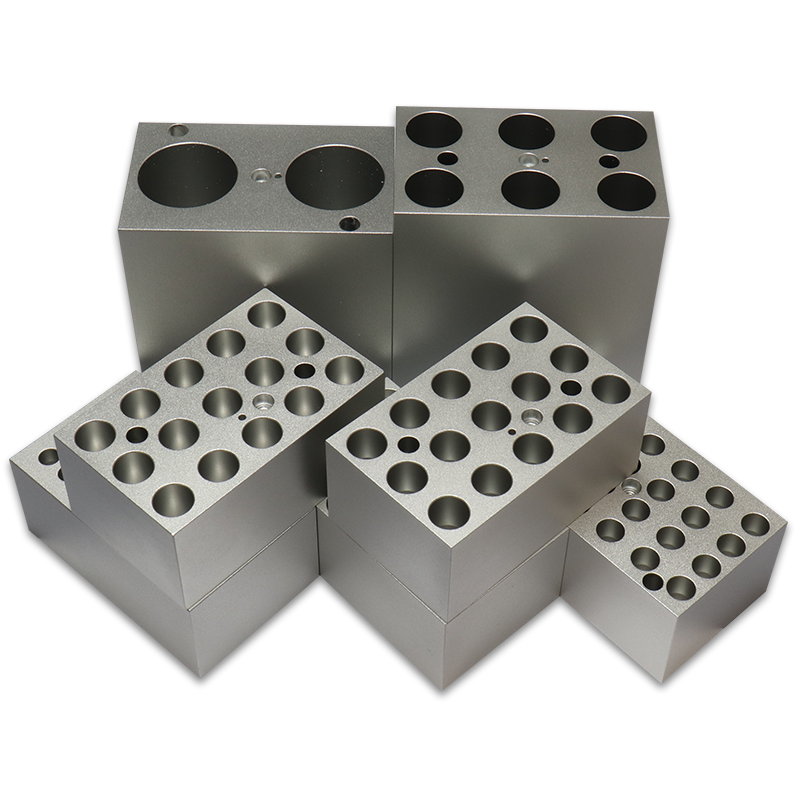 All seven heating blocks for the FastGene Mini Dry Bath Advance