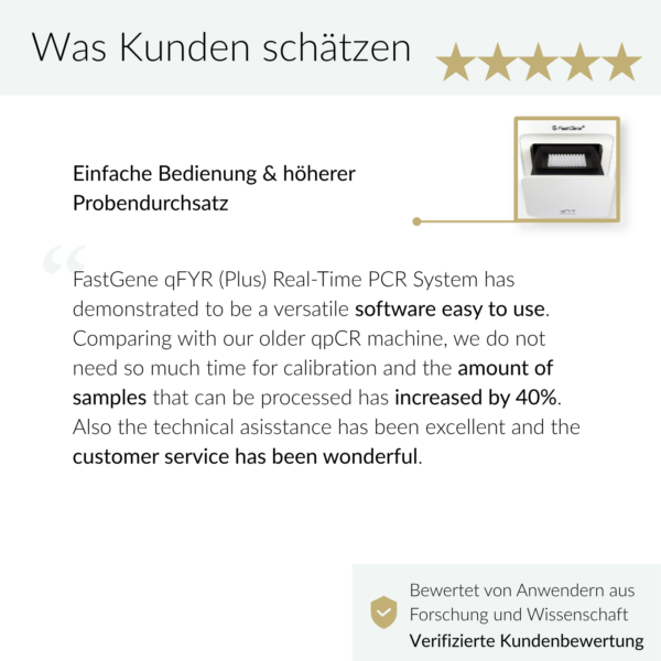 FastGene qFYR Real-time PCR System | FastGene qFYR Real-time PCR System | Kundenbewertung
