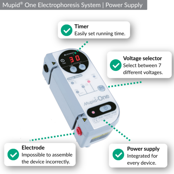Mupid One Electrophoresis System | Powert supply - Benefits